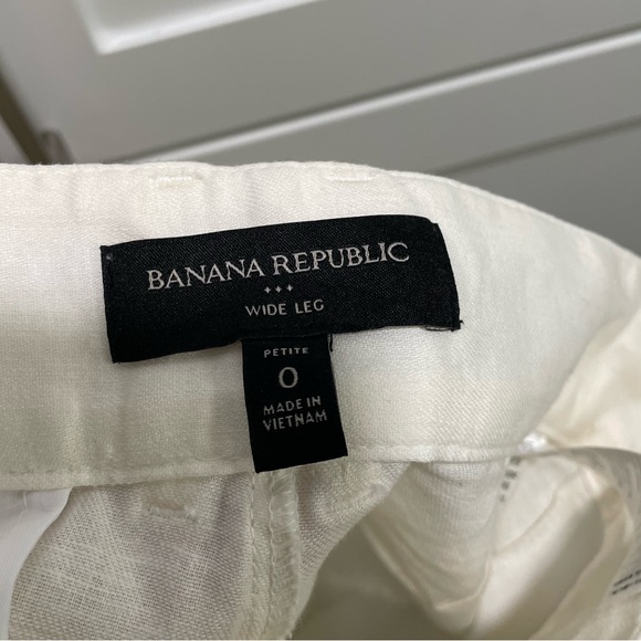 Banana Republic High Rise Linen Blend Wide Leg Trousers White Ecru - Picture 11 of 13
